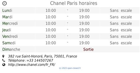 Chanel horaire